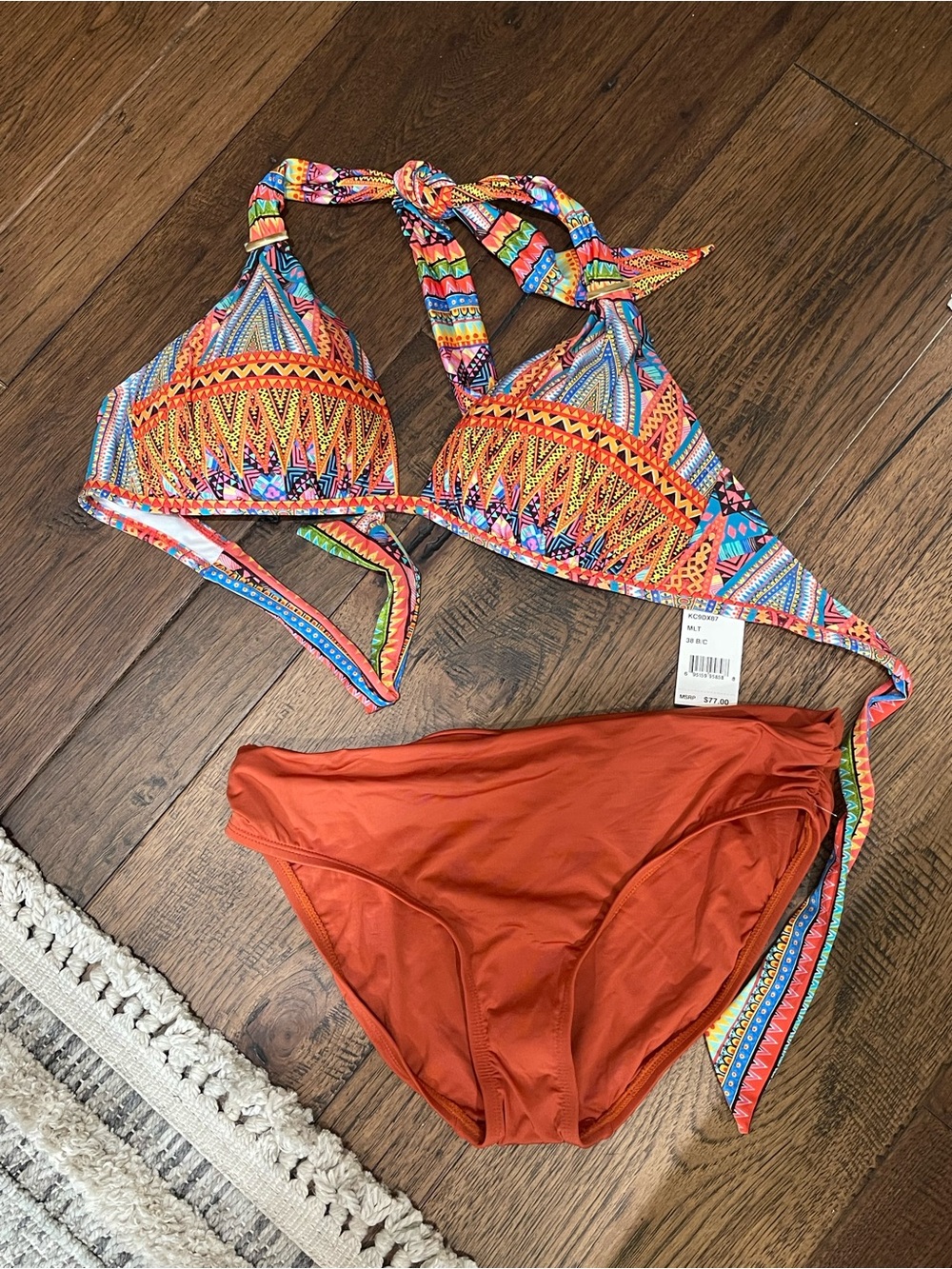 Kenneth Cole Bikini Set NWT Aztec Vibes Size M Bottom 38B/C Top
